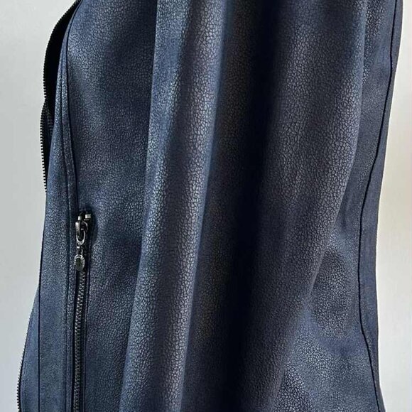 Vex Collection Navy Faux-Leather Moto Jacket with Hook-Eye Closure – EU 38 - Picture 12 of 14